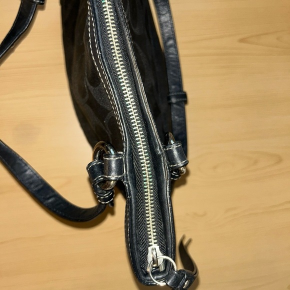 Coach Black Tote Bag with Signature Monogram and Leather Trim - Picture 10 of 13